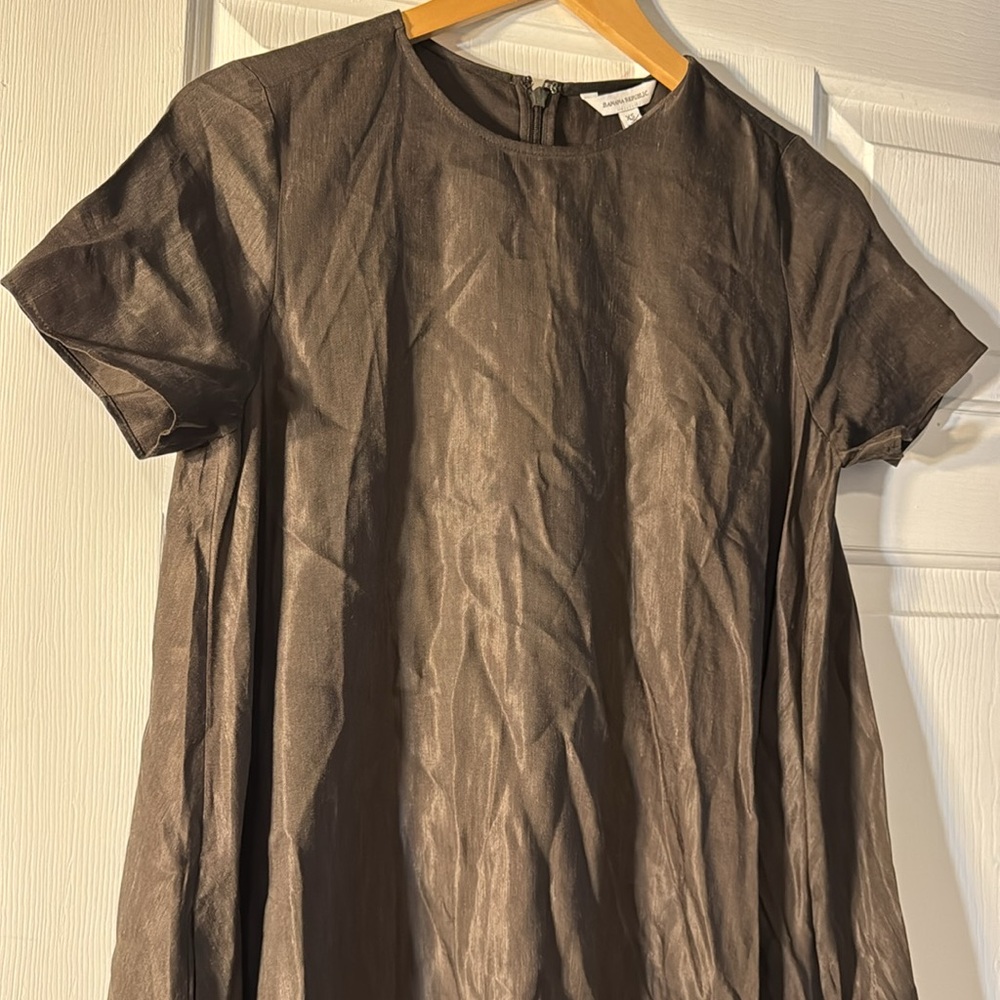 NWT! BANANA REPUBLIC BROWNSTONE VISCOSE-LINEN TRAPEZE MAXI DRESS - XS - Picture 7 of 9